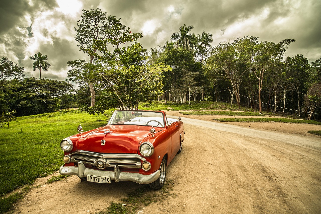 oldtimer, car wallpapers, car, old car, convertible, nature, red car, shiny car, retro, classic, vintage, vintage car, automotive, automobile, parked car, forest, cuba