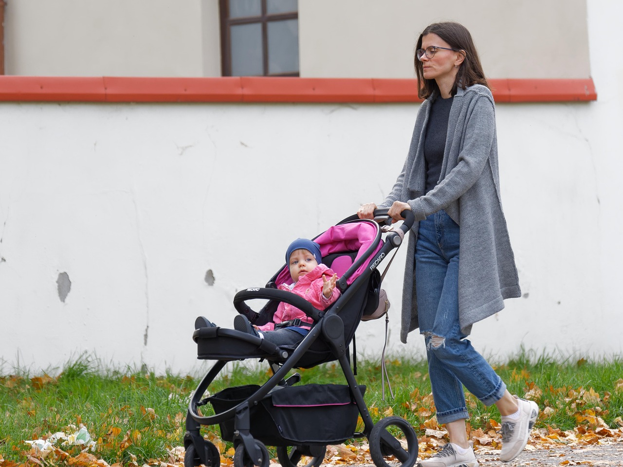 mother, baby, stroller, woman, casual, walking, outdoors, autumn, stroller, stroller, stroller, stroller, stroller