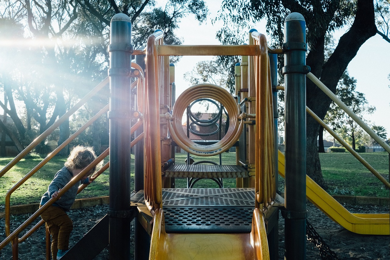 kid, child, baby, boy, slide, stair, adventure, nature, playground, outdoor, park, trees, sunlight