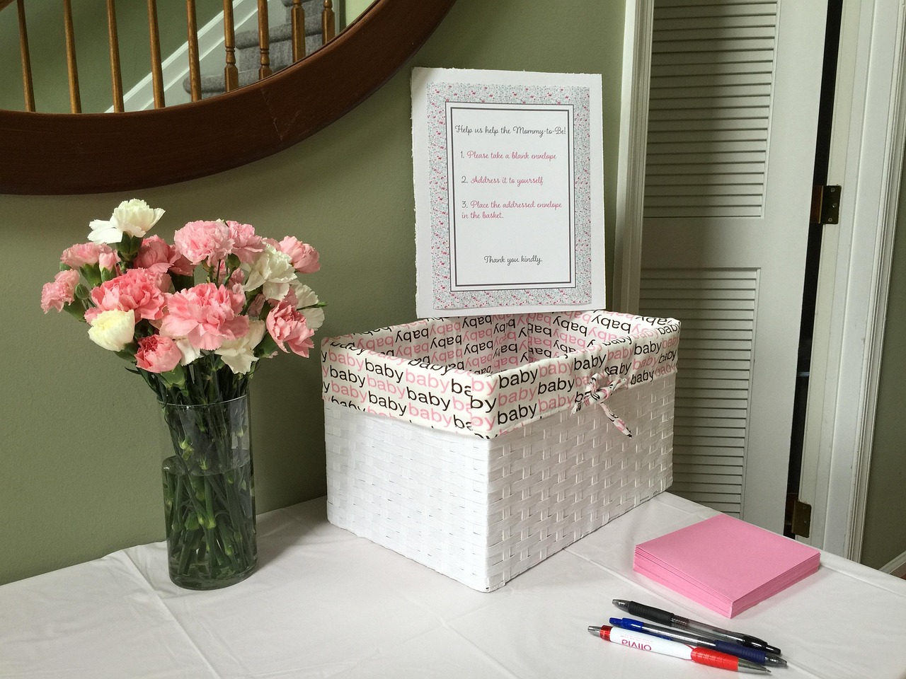 paper, pen, beautiful flowers, box, flower background, flower, vase, water, table, nature, flower wallpaper, cloth, baby, shower, celebration