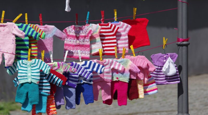 clothing, baby clothes, knitting laundry, clothes line, road, laundry, dry laundry, outdoors, garments, clothespins, nature, hang laundry, to dye, clean, summer, dry, plastic clip, multi colored-wash