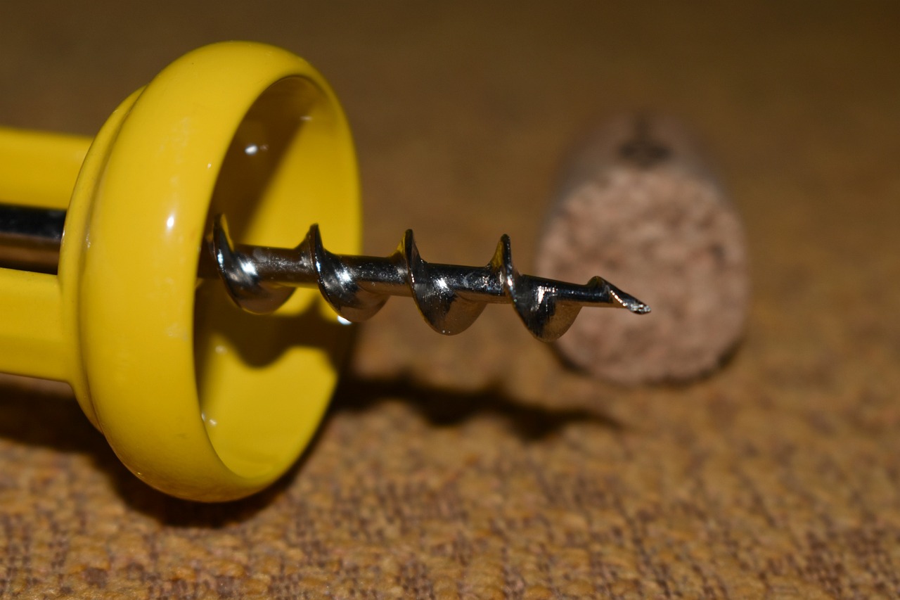 corkscrew, wine, cork, metal, item, items, objects